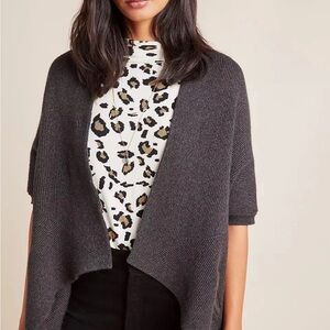 Anthropologie Akemi + Kin Etienne Cardigan Short Sleeve Dark Gray W Pockets S